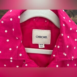 Cherokee Fuchsia Coat with White Dots w/ belt tie